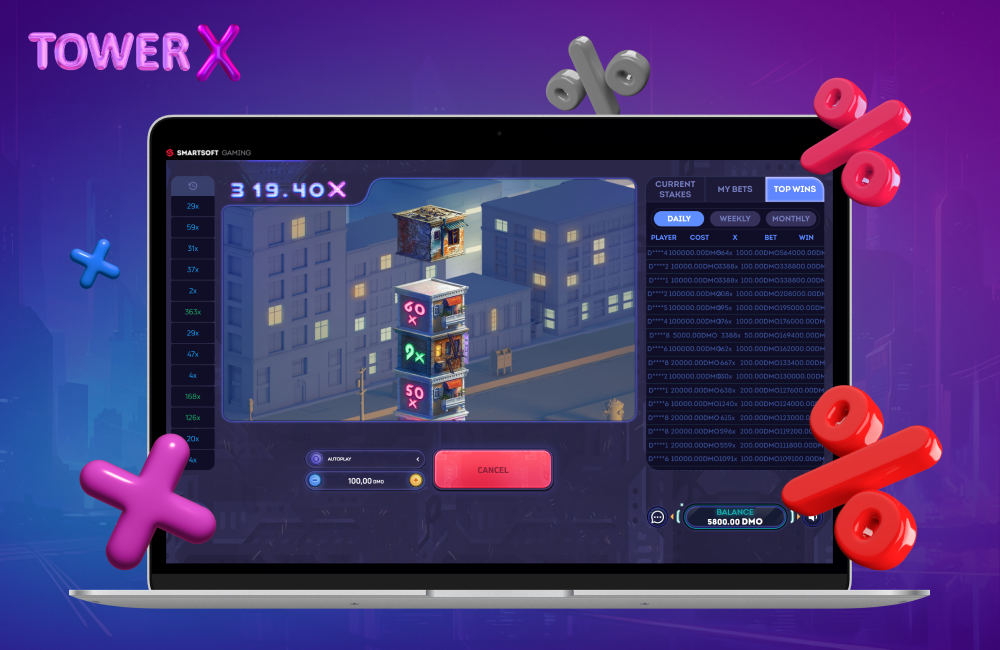 Tower X offers Indian players a high RTP of 96% to 99%