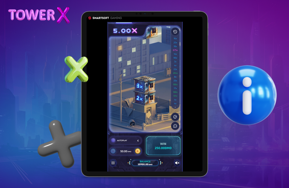 Tower X from SmartSoft Gaming is a game with simple and clear gameplay that is compatible with mobile and desktop devices