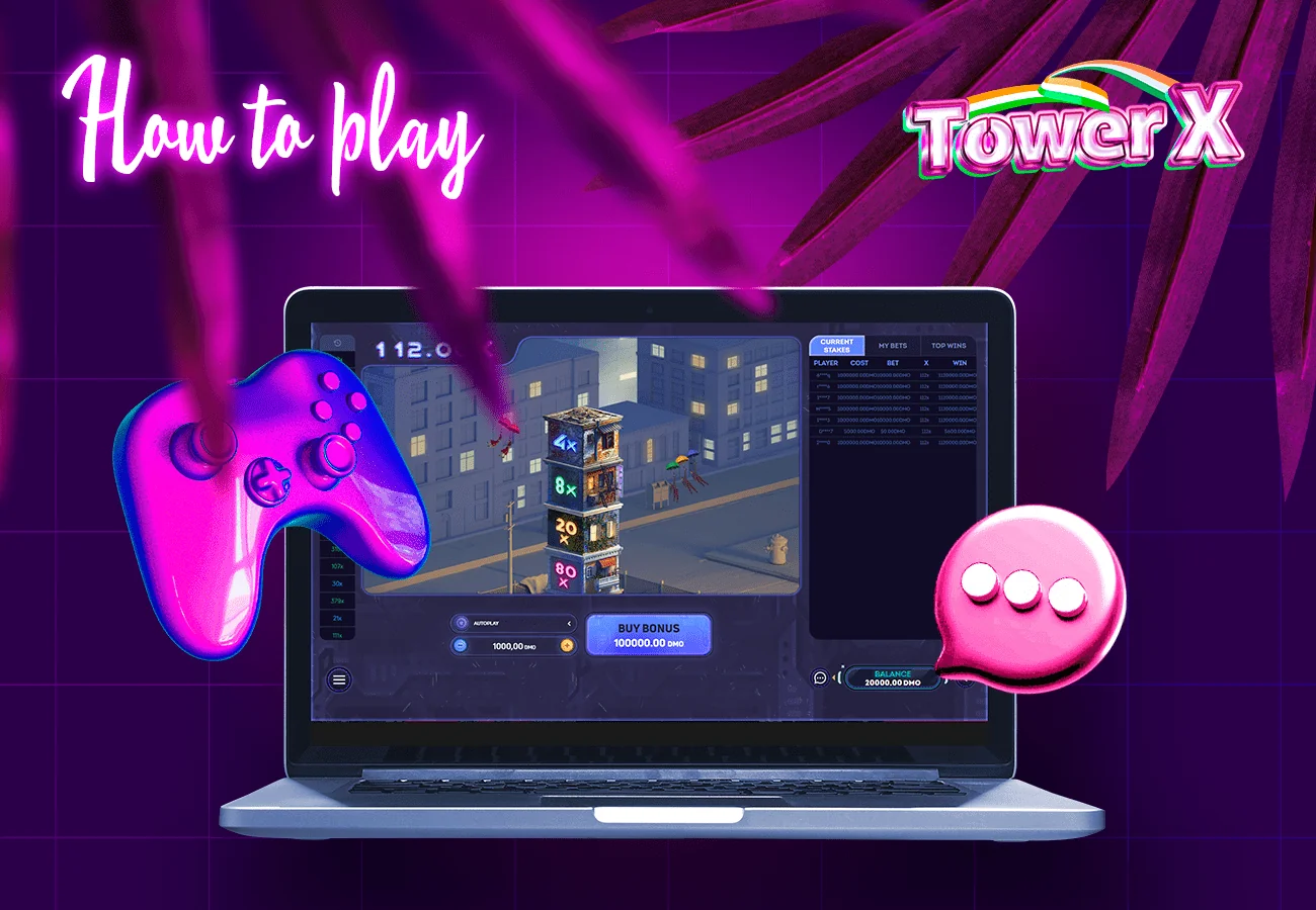 To play Tower X, log in to the online casino
